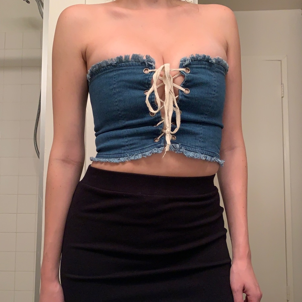 Jean Zipper Crop Top